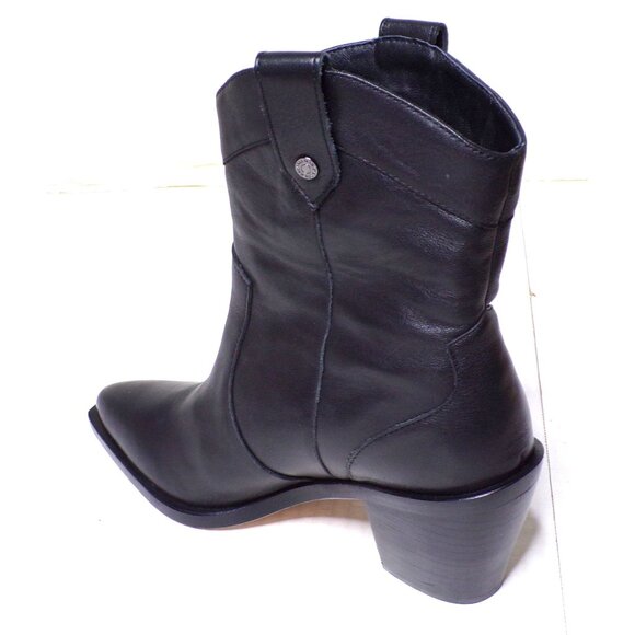 🆕7 FOR ALL MANKIND FREE PEOPLE Western Cowboy Bootie Ankle Boot 6 Black - Picture 15 of 16